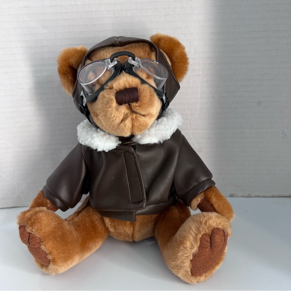US Airways Teddy Bear Aviator Pilot Plush with Goggles Jacket & Cap 8”